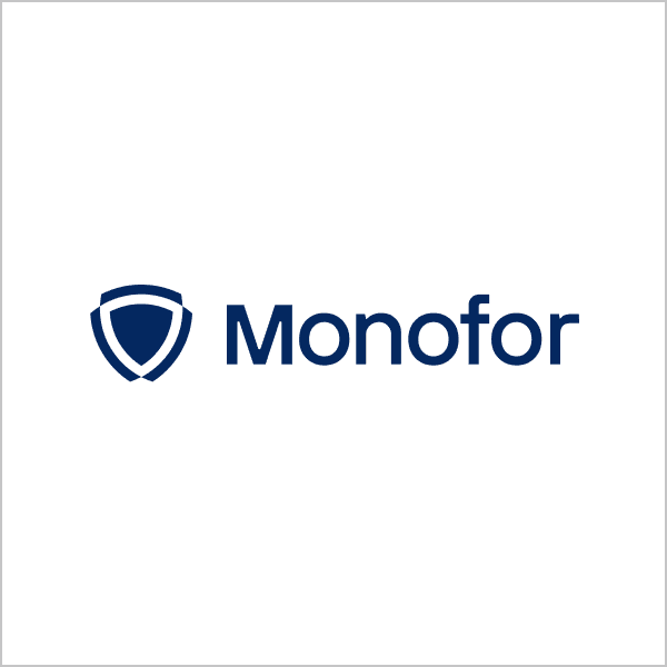 Monofor primary logo, black on white